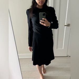 Carven L/S Black Draped Dress FR 42